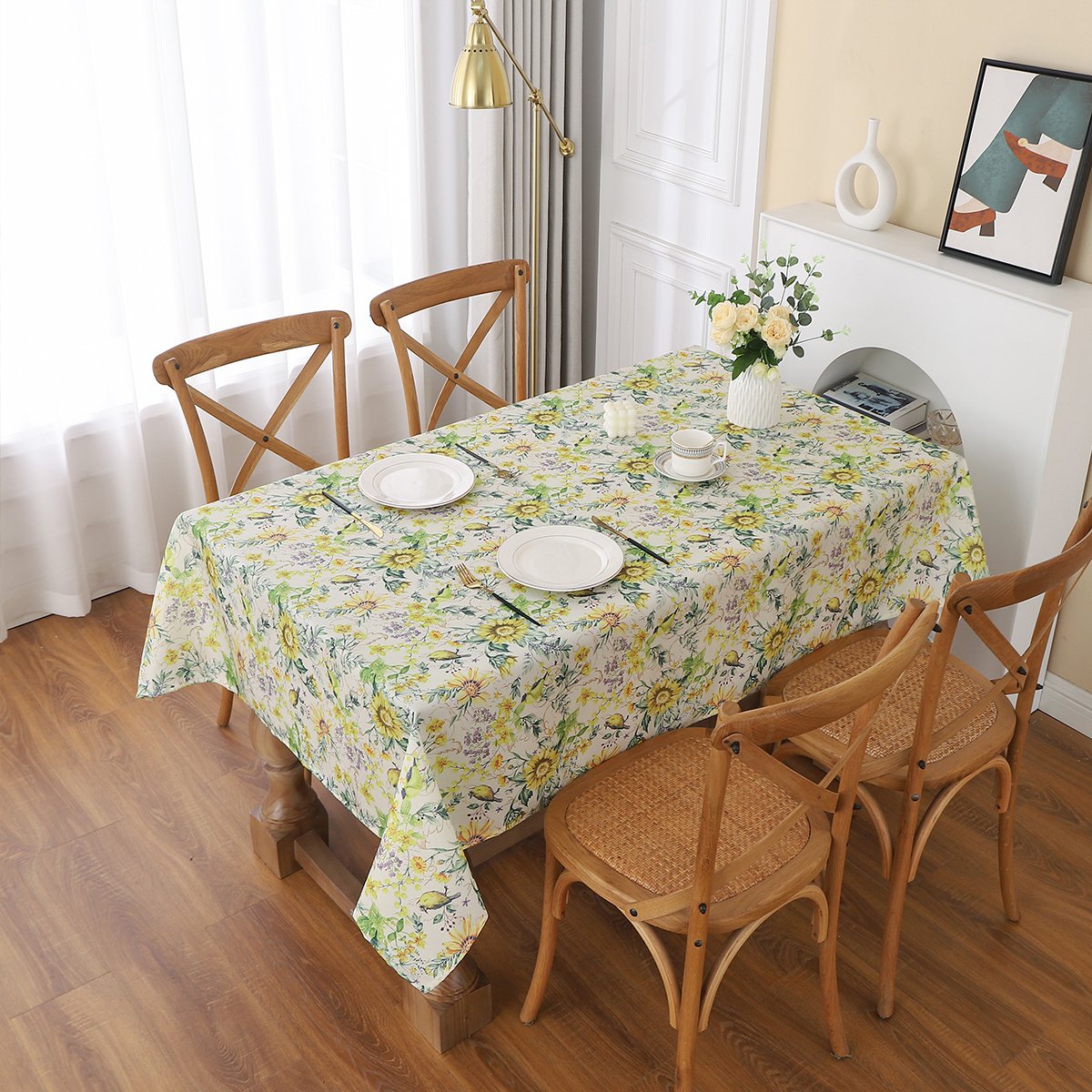 Sunflower Waterproof Tablecloths with Floral Pattern