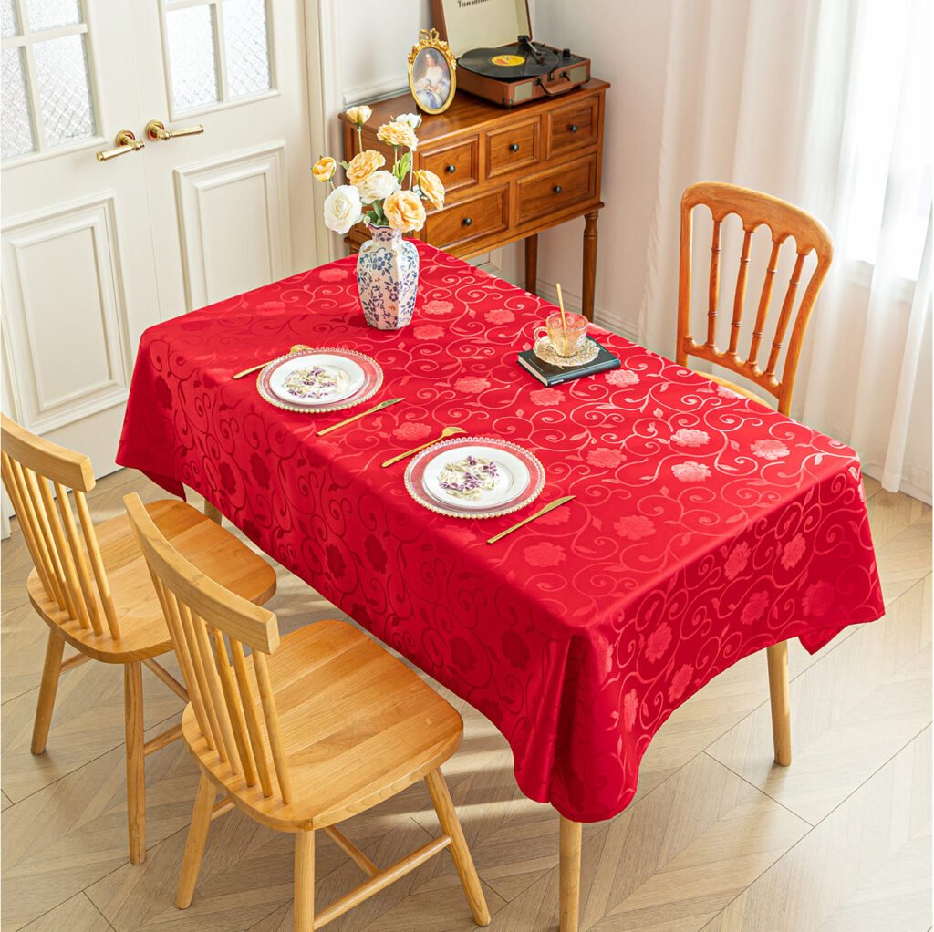 Elegant Prosperity Floral Jacquard Tablecloths