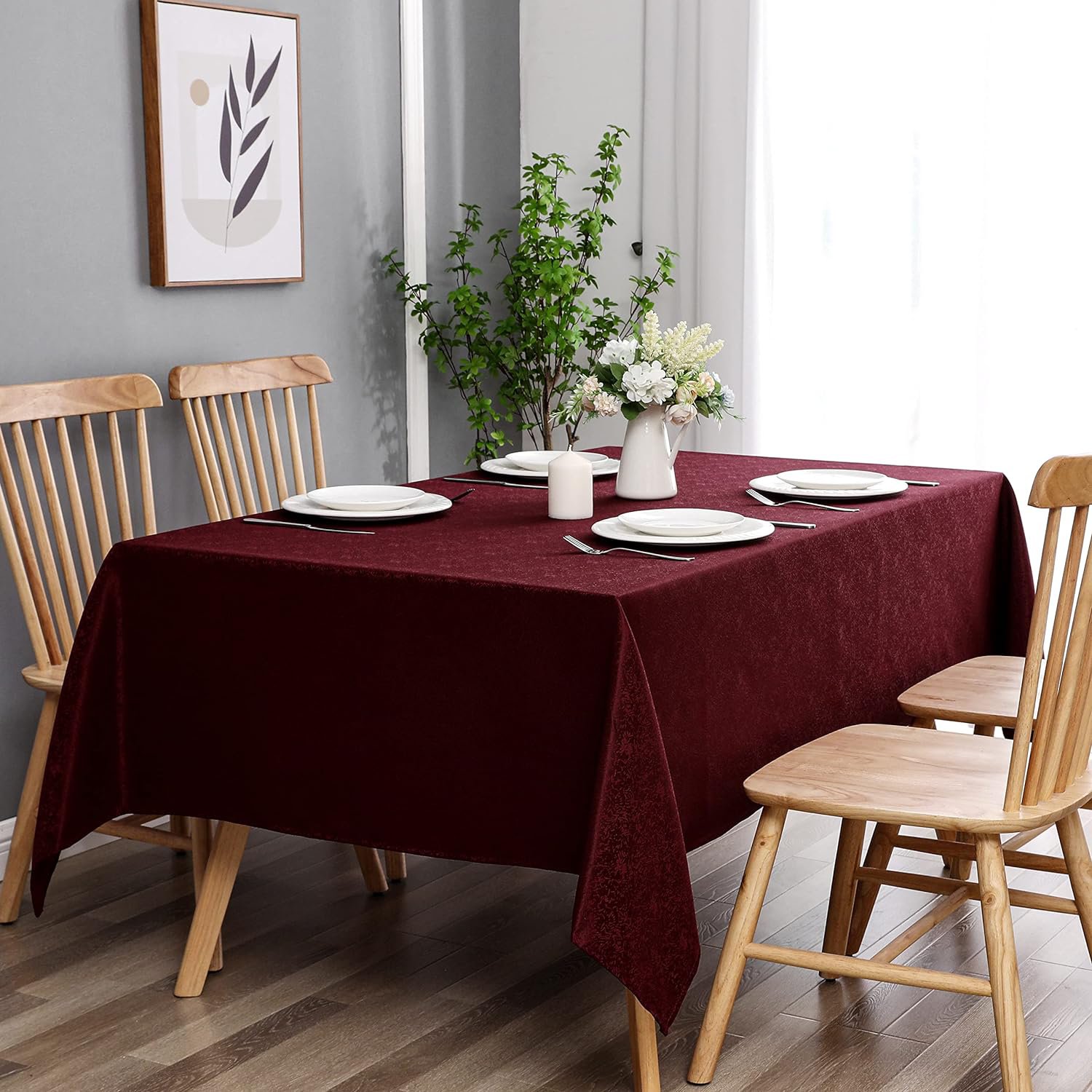 Delicate Starry Flower Jacquard Tablecloths in Multiple Colors