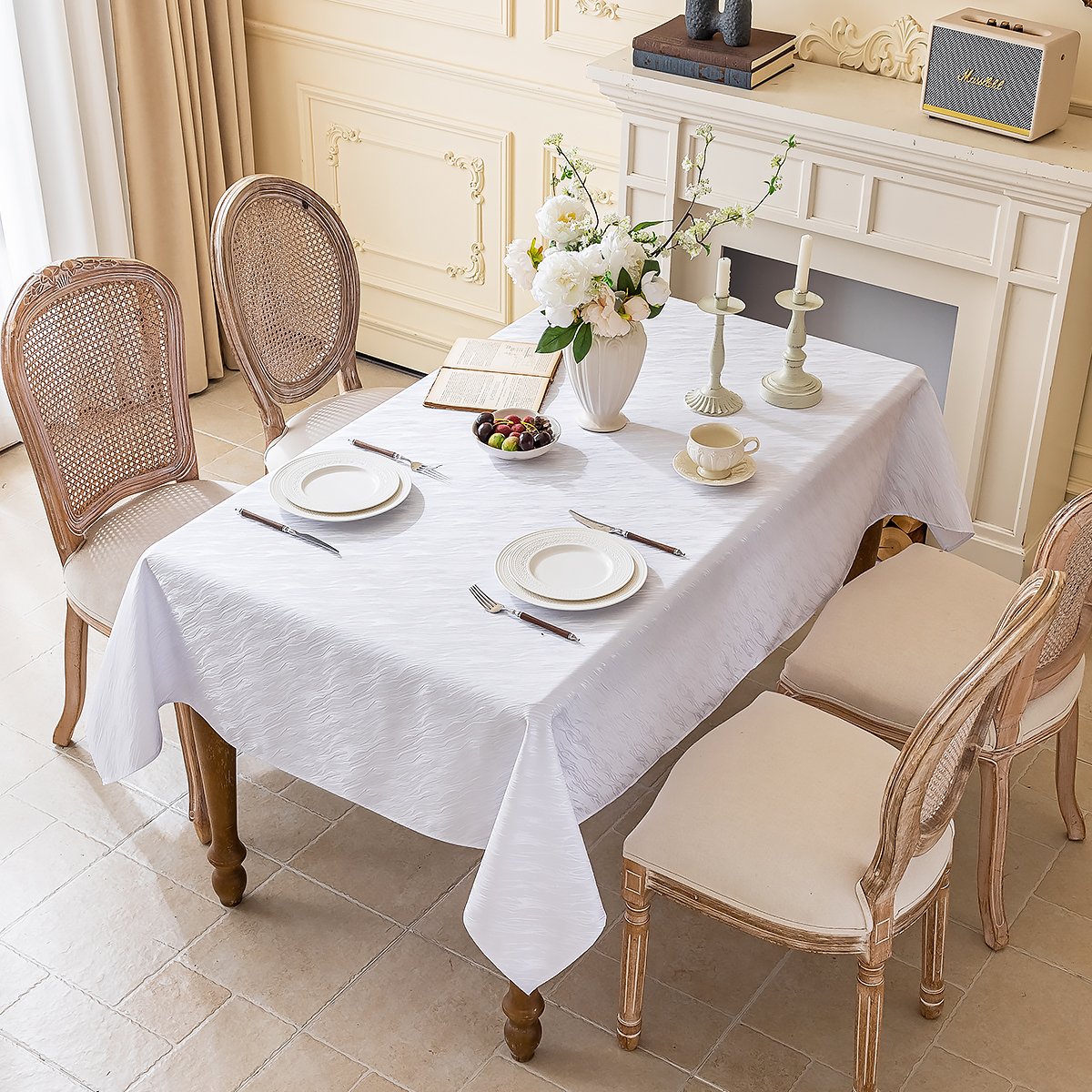 Silver Crackle Pattern Tablecloths – Multiple Color Options