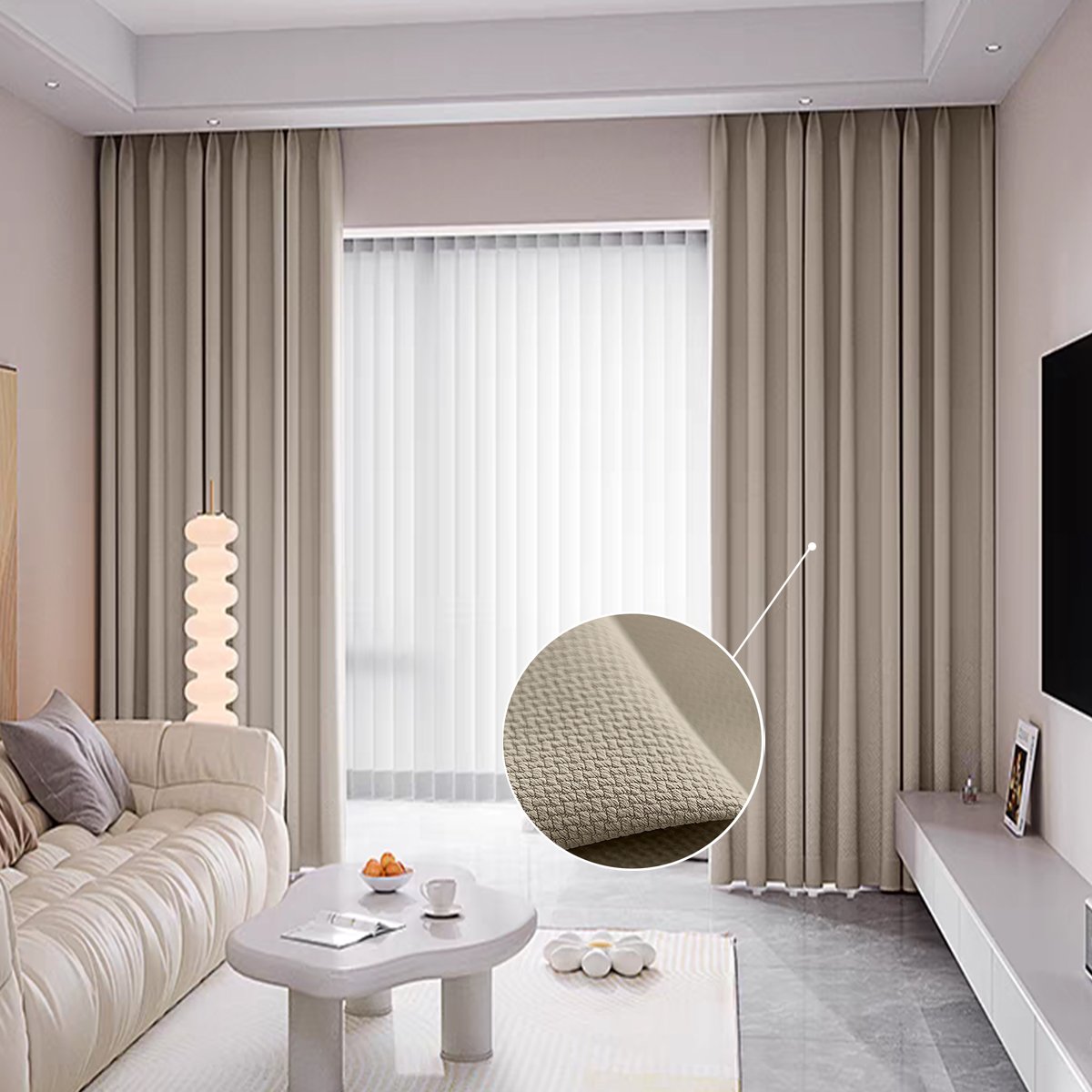 Rice Grain Textured Curtains with Natural Linen-Look Finish