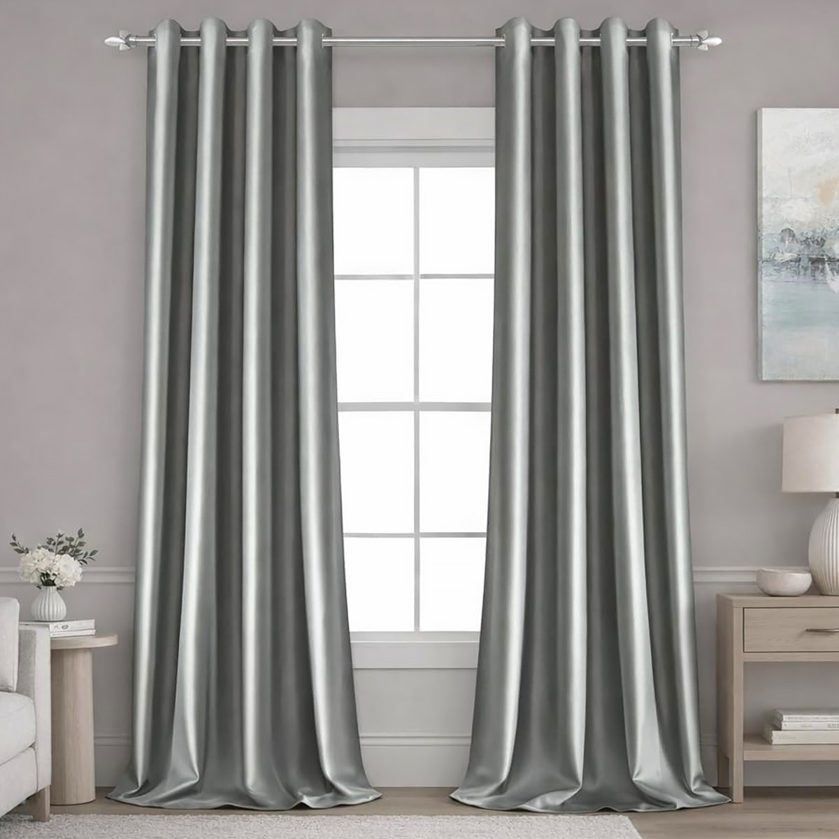 Light Gray Premium Jacquard Curtains with Elegant Texture