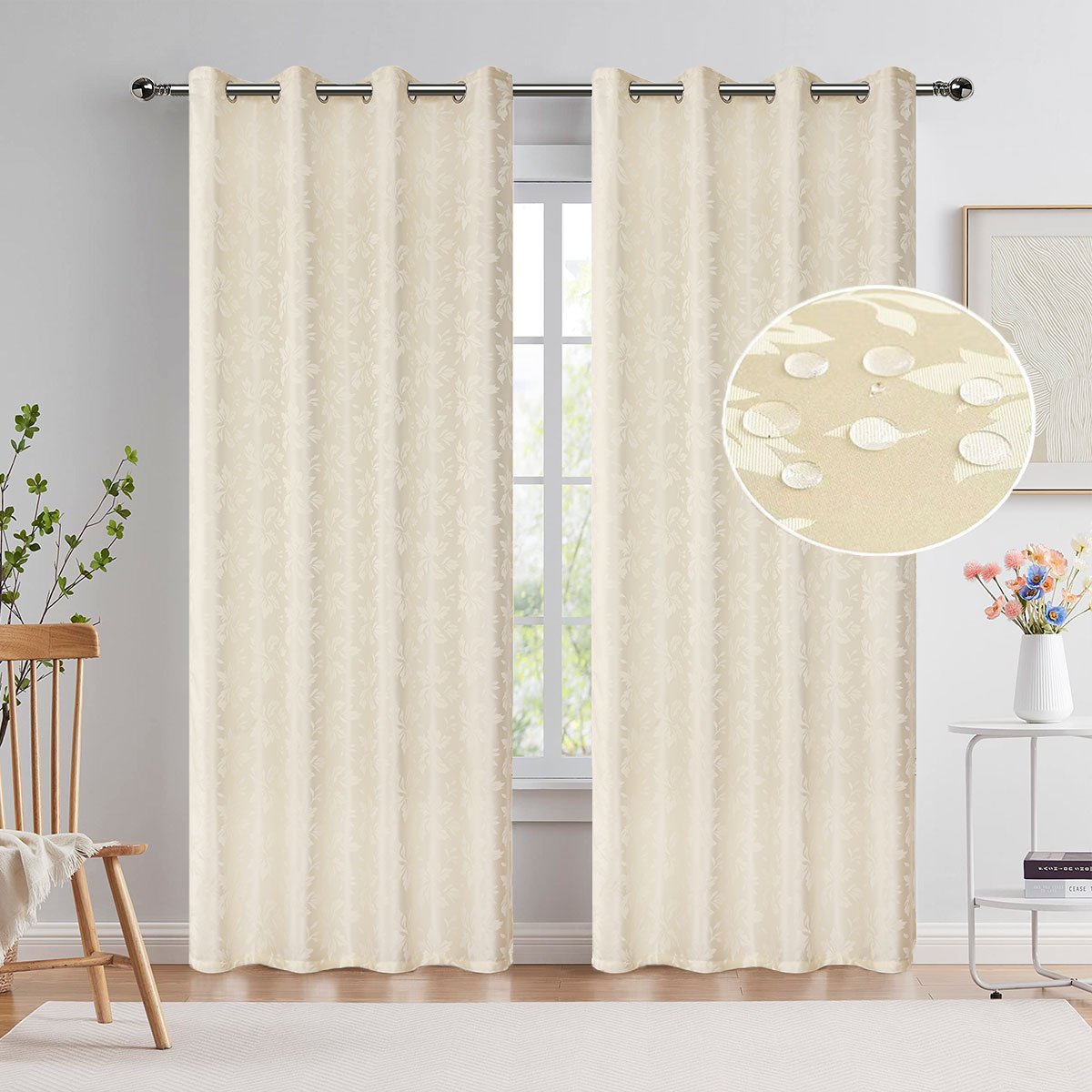Waterproof Jacquard Leaf Pattern Curtains for Modern Home Decoration